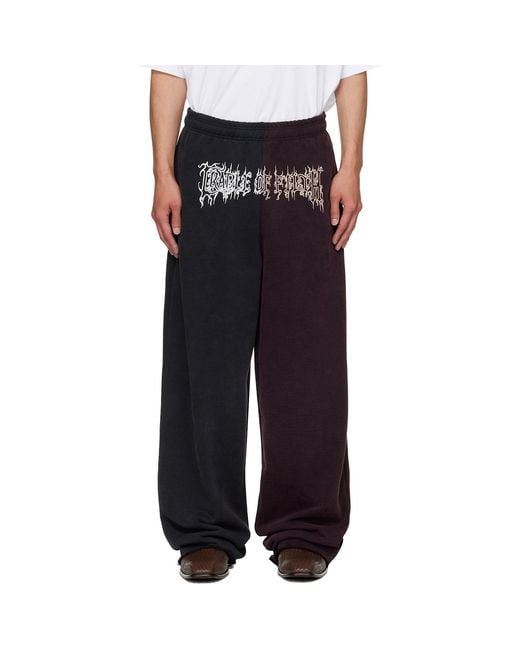 Vetements Black Burgundy Cradle Of Filth Cut-Up Baggy Sweatpants for men