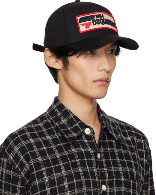 DSquared² Black Logo Patch Baseball Cap for men