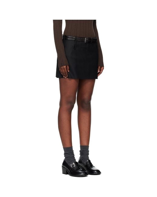 TONYWACK Black Distressed Wool Skort