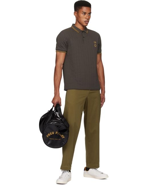 Fred Perry Black Tonal Barrel Duffle Bag for men