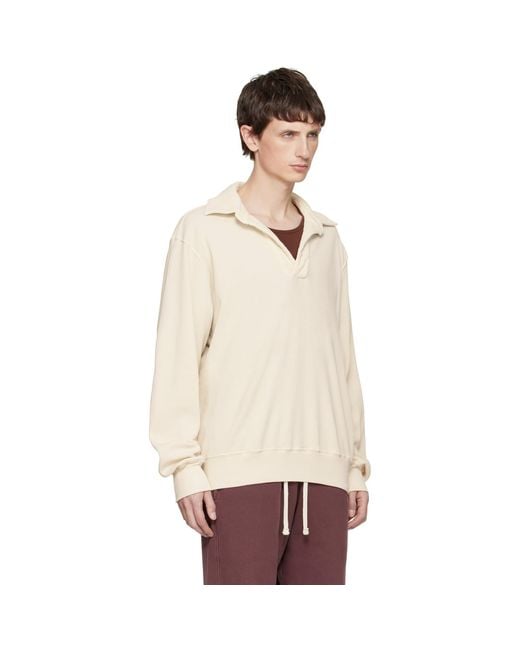 Les Tien Natural Off- Banded Polo for men