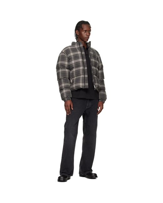 Off-White c/o Virgil Abloh Black Off- Spray Arrow Check Flannel Down Jacket for men