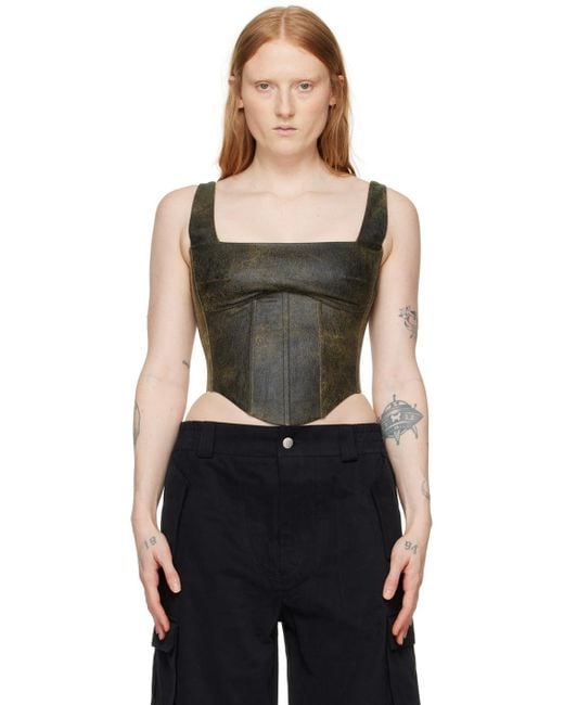M I S B H V Black Ssense Exclusive Faux-Leather Tank Top