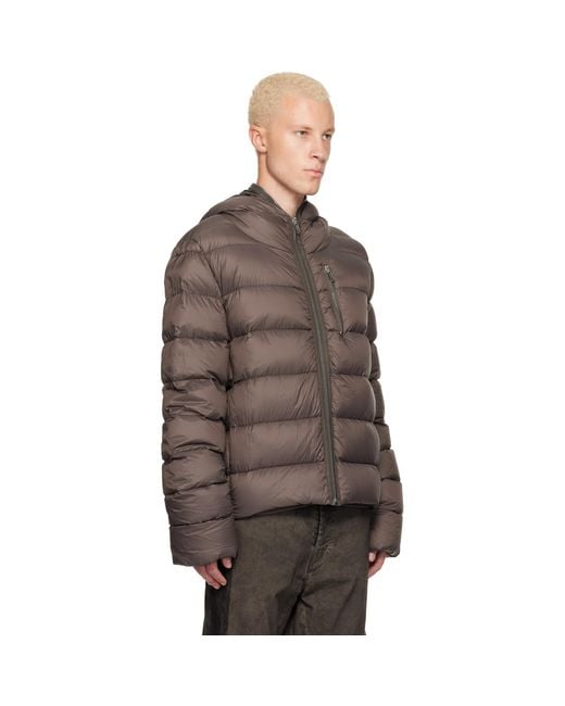 Rick Owens Brown Taupe Tower Hooded Down Jacket for men