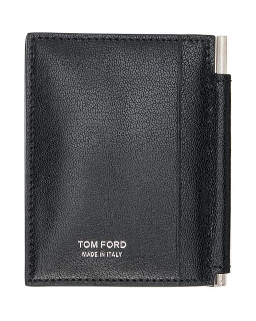 Tom Ford Black Elongated T Line Money Clip Card Holder for men