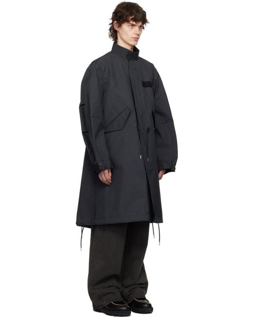 メンズ Sacai ブラック 3レイヤー ボンディング コート Black