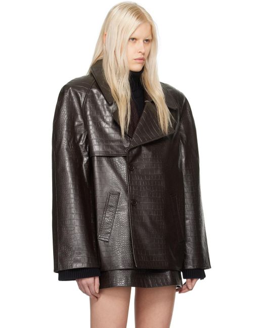Frankie Shop Black Jackie Faux-leather Coat