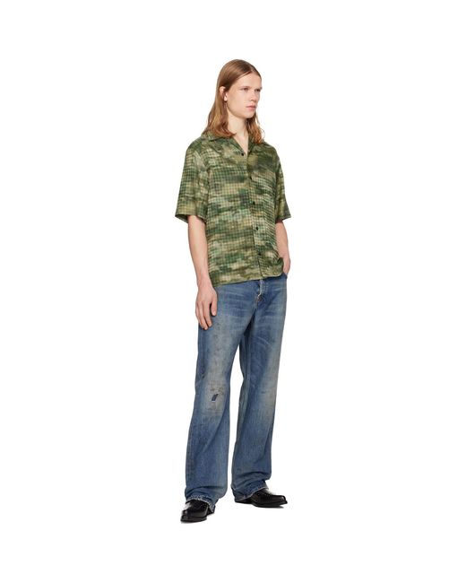 Amiri Green Ma Quad Camo Camp Shirt for men