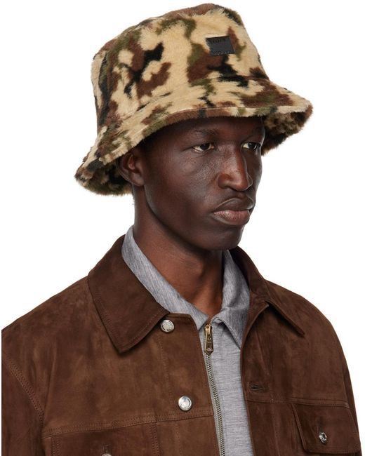 Paul Smith Brown Camouflage Bucket Hat for men