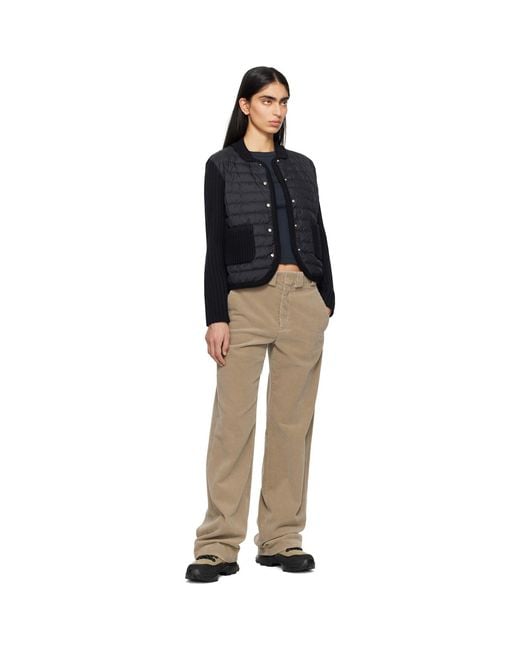 Moncler Black Padded Wool Down Cardigan