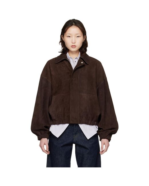 Cordera Brown Paneled Suede Bomber Jacket