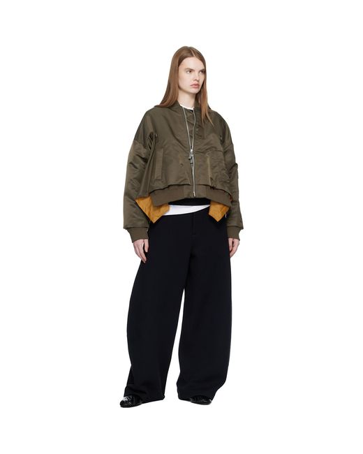 Sacai Brown Khaki Nylon Twill Bomber Jacket