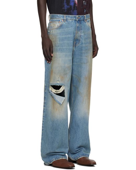Vetements Blue Distressed Baggy Jeans for men