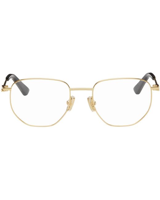 Bottega Veneta Black Gold Round Glasses for men