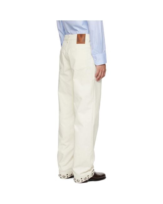 Valentino White Off- Studded Trousers for men