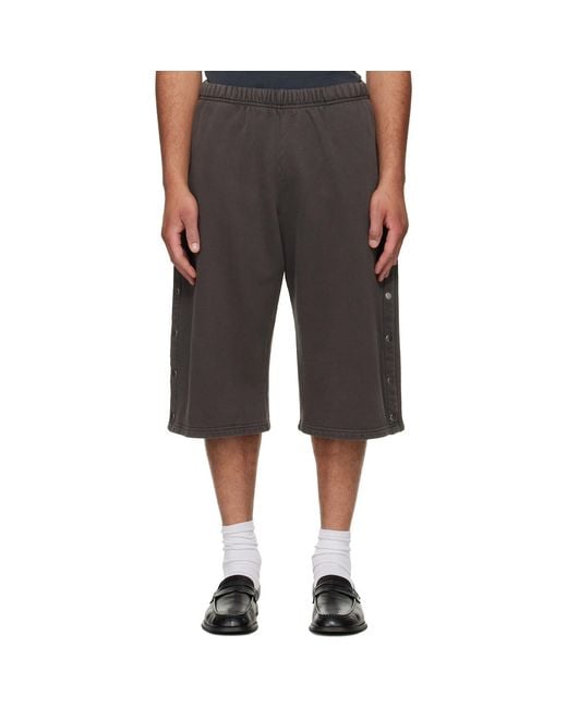 Les Tien Gray Part Snap Shorts for men