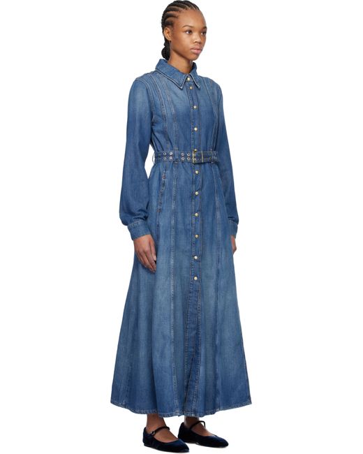 Ganni Black Belted Denim Maxi Dress