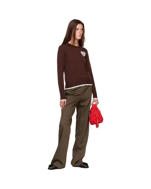 Ganni Brown Crewneck Wool Sweater