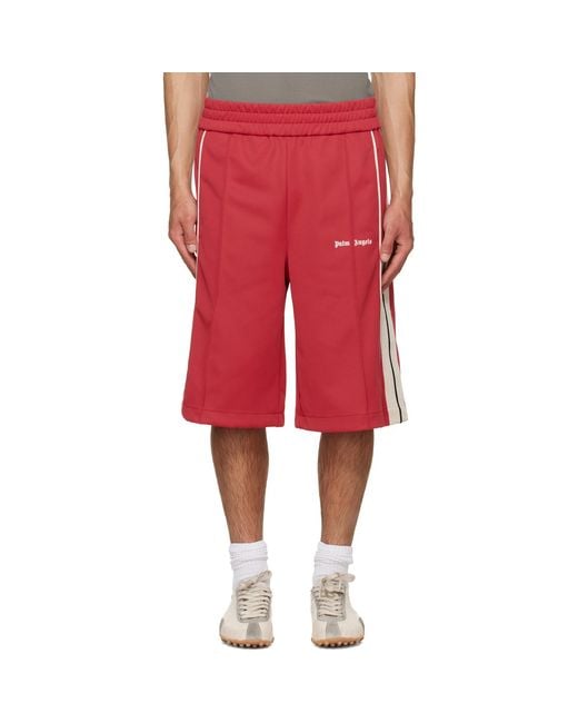 Palm Angels Red Classic Logo Vintage Track Shorts for men