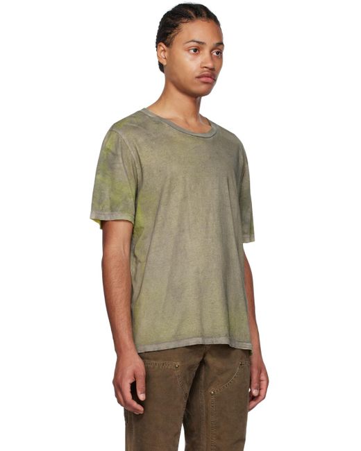 NOTSONORMAL Green Taupe Sprayed T-shirt for men