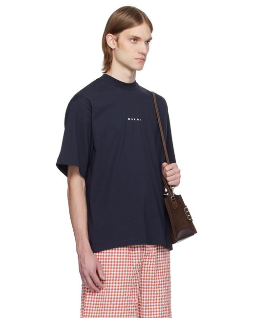 メンズ Marni ネイビー Mini Logo Tシャツ Blue