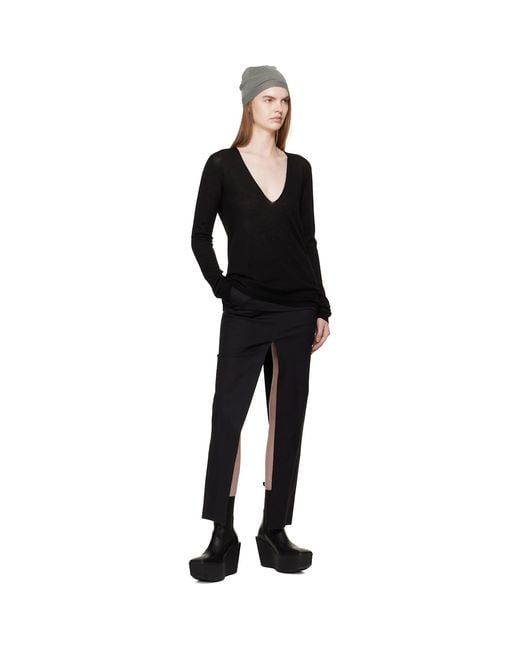 Rick Owens Black Temple V Neck Pull Sweater