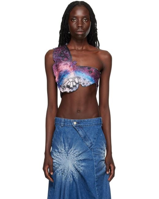 MASHA POPOVA Blue Ssense Exclusive Butterfly Tank Top
