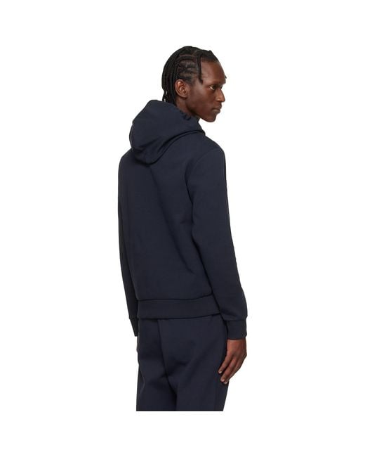 Boss Blue Printed-Logo Hoodie for men