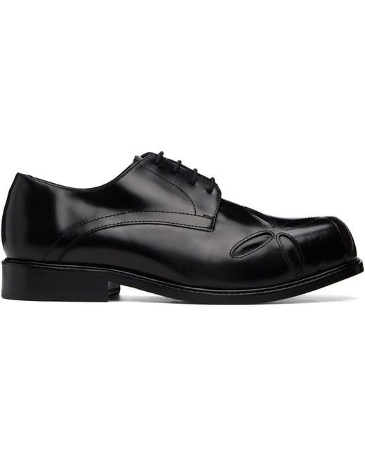 STEFAN COOKE Black Slashed Square Toe Derbys for men