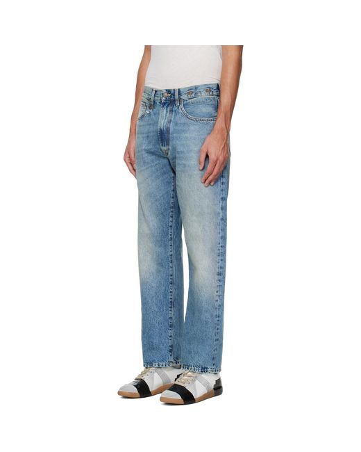 R13 Blue Cuffed X-Boyfriend Jeans for men