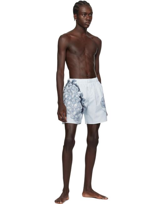 J.W. Anderson Black Blue Printed Swim Shorts for men