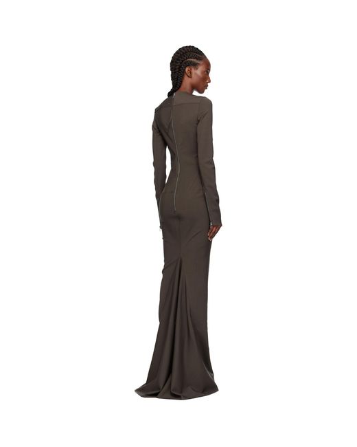 Rick Owens Black Concordians Wool Mallot Maxi Dress