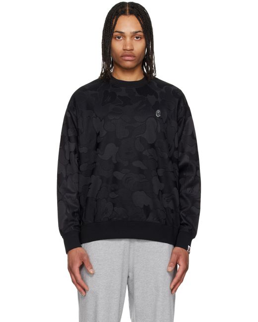 A Bathing Ape Black Solid Camo Jacquard One Point Sweatshirt for men