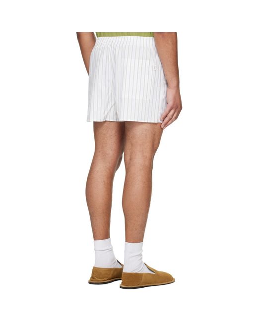 AMI White Off- & Cotton Elasticated Shorts for men