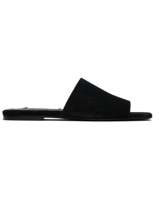Totême  Black Velvet Flat Sandals