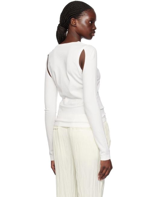 Helmut Lang White Cutout Sweater