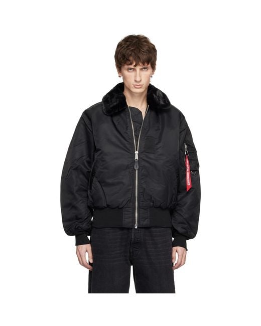 MASTERMIND WORLD Black Alpha Industries Edition B-15 Flight Reversible Bomber Jacket for men