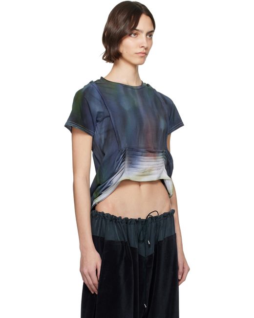Collina Strada ネイビー＆グリーン Hazel Tシャツ Blue