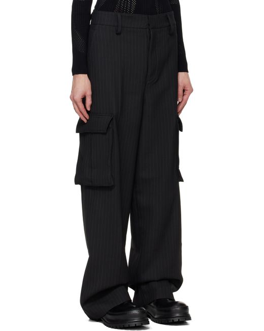 M I S B H V Black Office Pinstripe Tailored Trousers for men