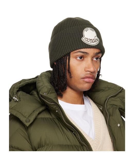 Moncler Green Virgin Wool Beanie for men