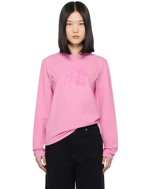 MM6 by Maison Martin Margiela Pink Graphic Long Sleeve T-Shirt