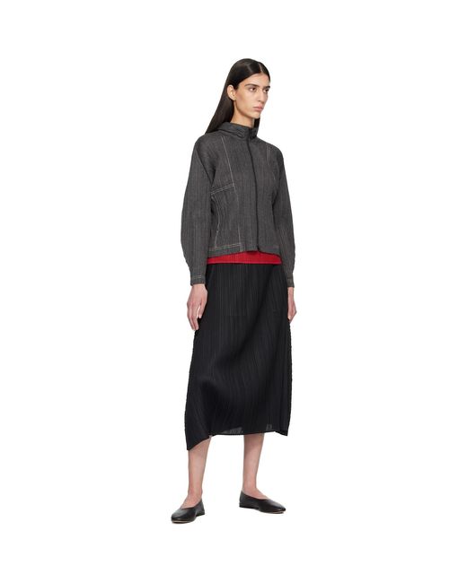 Pleats Please Issey Miyake Black Cotton Denim Hoodie