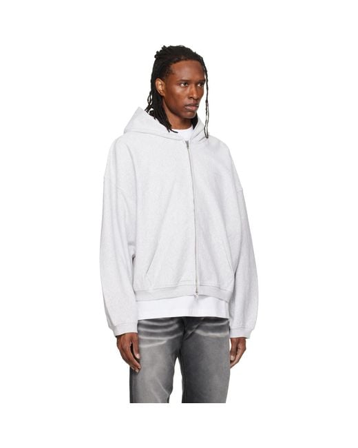 Alexander Wang White Crystal Embellished Oversized Zip-Up Hoodie for men