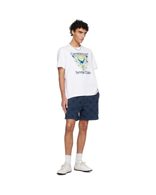 Casablanca Blue Applique Monogram Sweat Shorts for men