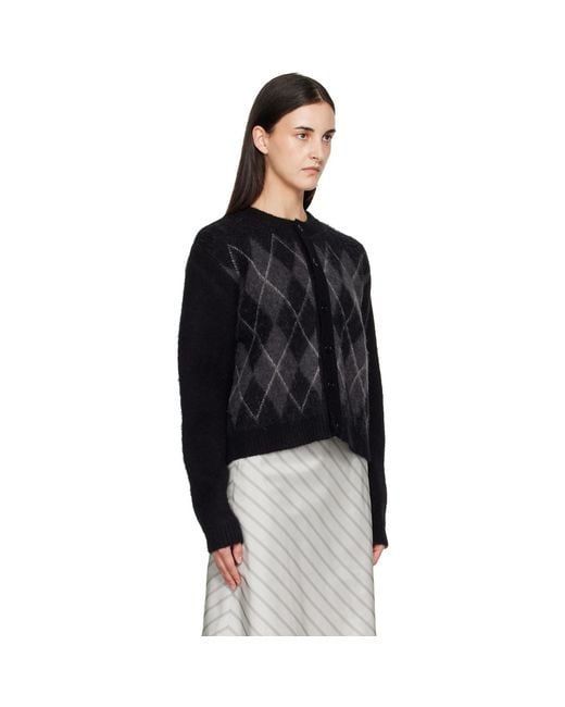 TONYWACK Black Brushed Argyle Cardigan