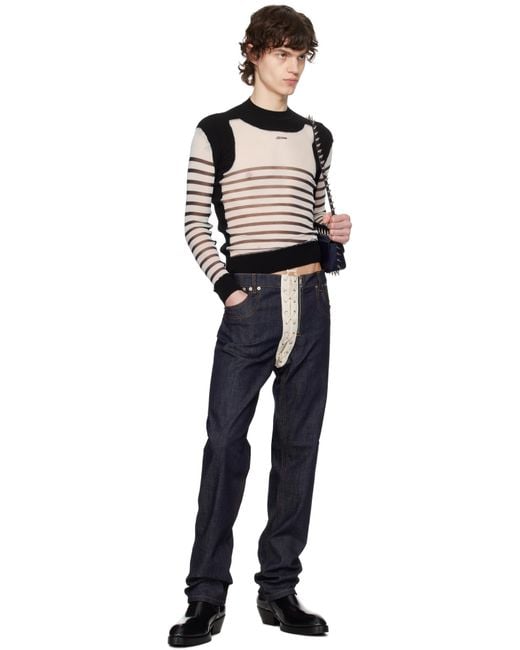 Pull Rayé Vintage Jean-Paul Gaultier Avec Tresse - Taille S - Laine - Italie - Parfait état