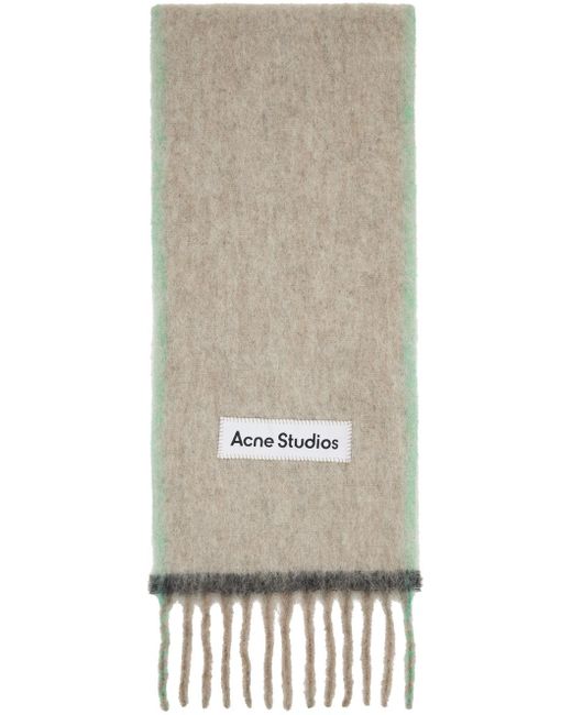 Acne Multicolor Beige Wool Mohair Scarf