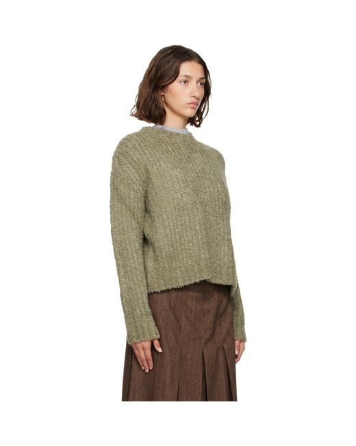 MM6 by Maison Margiela Green Khaki Bouclé Sweater