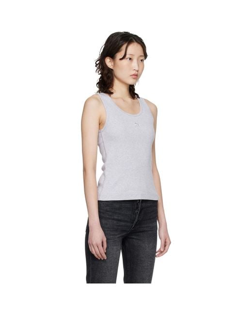 Maison Kitsuné Black Baby Fox Ribbed Tank Top