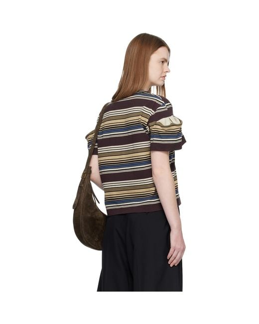 Sacai Black Horizontal Stripe T-Shirt